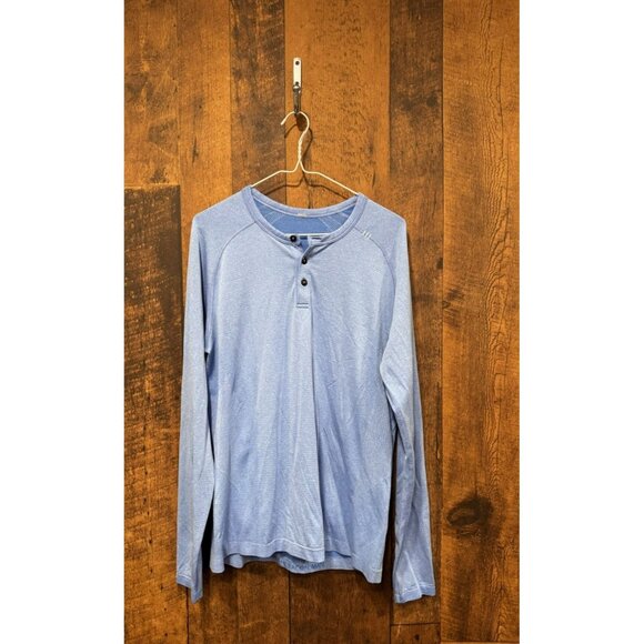Lululemon Men’s Metal Vent Long Sleeve Button Shirt Blue Medium EUC - Picture 1 of 3
